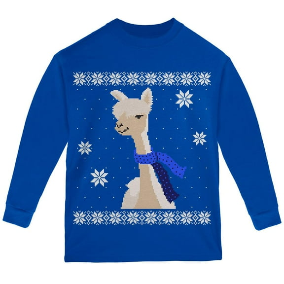 Big Alpaca Scarf Ugly Christmas Sweater Youth Long Sleeve T Shirt