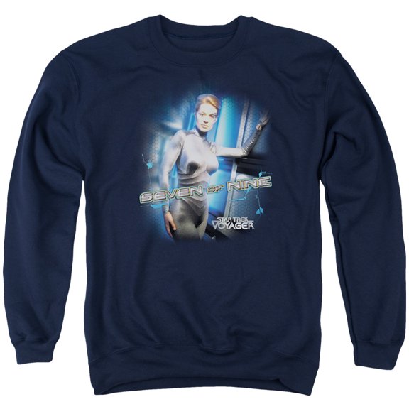 Star Trek Seven Of Nine Adult Crewneck Sweatshirt Navy