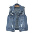 thumbnail image 2 of Womens Denim Jacket Jean Jacket Vest Cropped Sexy Cute Vest Top Lightweight With Pockets Clothes, 2 of 5