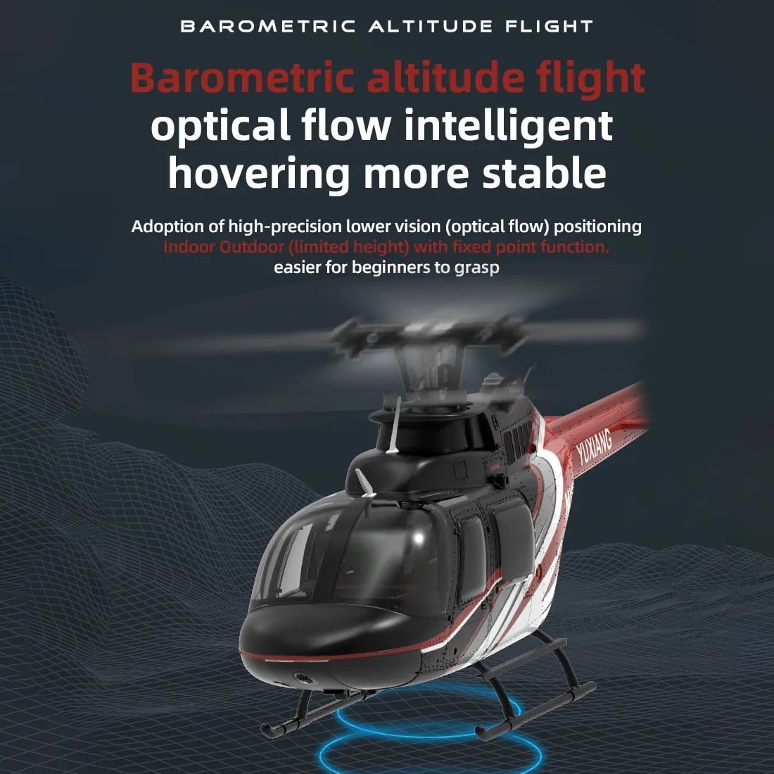 YUXIANG F08 Bell 206 Remote Control Helicopter for Adults, 1/27 Scale 2.4G 6CH Brushless Direct-Drive 3D/6G RC Helicopter with 6-Axis Gyroscope, Altitude Hovering & Optical Flow Positioning - RTF