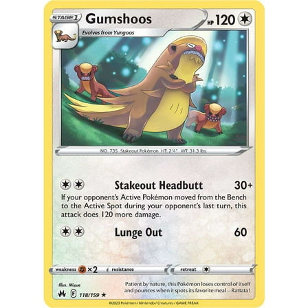 Pokemon Crown Zenith Rare Gumshoos #118
