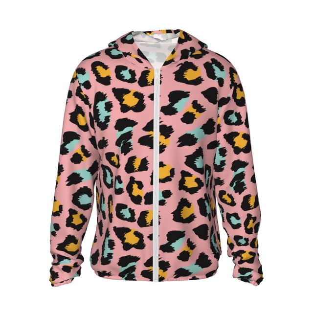 Balery Leopard Sudadera ligera de manga larga con capucha y protección solar UPF 50+ para hombre y mujer, ideal para pesca y running-X-Large