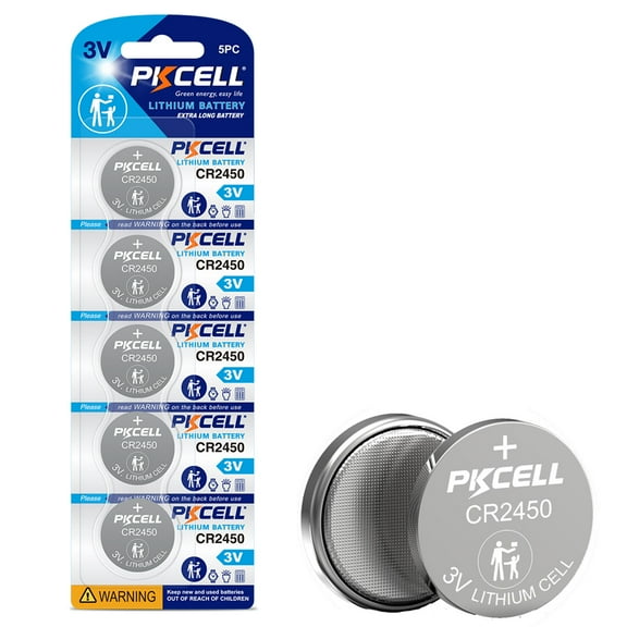 PKCELL CR2450 3V Lithium Battery - 2450 Button Coin Cell Batteries (5 Pack)