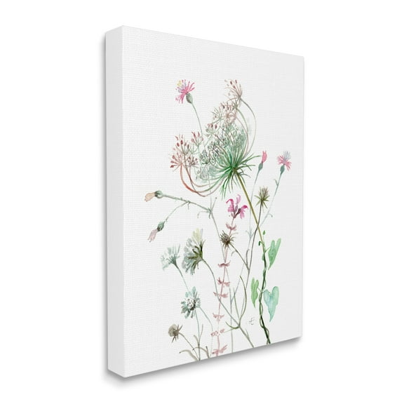 Stupell Industries Spring Meadow Florals Blooming Pink Cottage Wildflowers Botanical & Floral Painting Gallery Wrapped Canvas Print Wall Art, 16 x 20