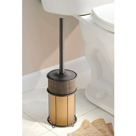 InterDesign Twillo Toilet Bowl Brush and Holder for Bathroom Storage, Bronze