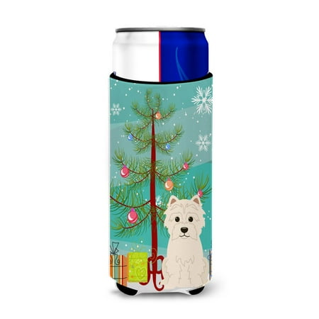 

Carolines Treasures BB4167MUK Merry Christmas Tree Westie Michelob Ultra Hugger for slim cans Slim Can multicolor