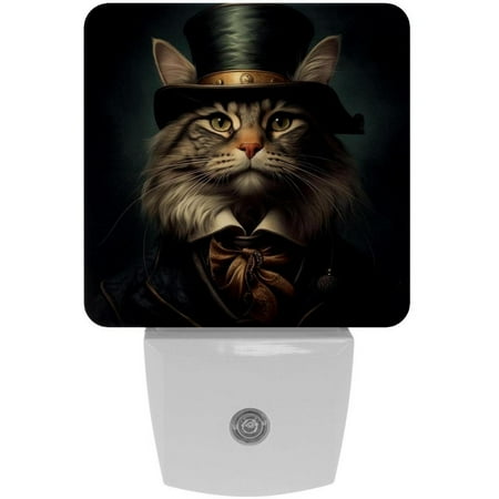 

Cats LED Square Night Lights - Bright and Compact Bedroom or Bathroom Lighting Solution with Auto on/Off Sensor - Set of 2 Square Shaped Nightlights