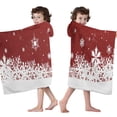 thumbnail image 4 of Red Christmas Snowflake Pattern Hooded Bath Towel，50"x30" for Ages 3 To 12 Kids, Quick Dry Lightweight Soft Microfiber Hood Beach Towel Cover Up for Kids, 4 of 7