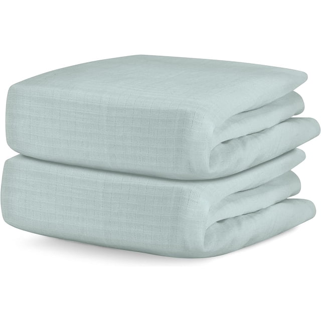 Sábana ajustable para cuna Newton Baby, paquete de 2, gasa orgánica Sage
