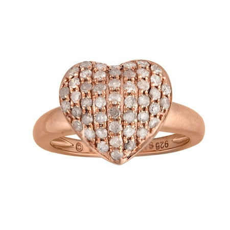 3/4 Carat T.W. Diamond and 14kt Pink Gold over Sterling Silver Heart Ring, Sze 7