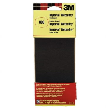 3M 5921-18-CC Sandpaper, 9 in L, 3.66 in W, Extra Fine, 600 Grit, Silicon Carbide Abrasive, Paper Backing