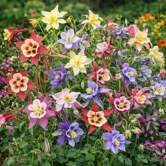 Mixed Colorful Columbine Flowers - 10 Bulbs - Pink, Purple, Red, White, Yellow Flowers Attracts Butterflies, Bees & Hummingbirds-Spring Garden Perennial