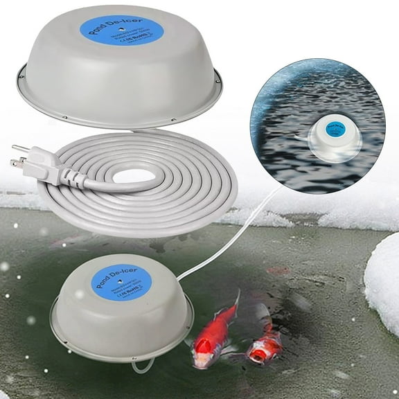 1000W Small Pond Heaters for Outdoor Ponds with Fish, Floating Pond Deicer with Thermostat-Controlled and LED Indicator, Auto ON/Off, Durable Cast Stock Tank Heater with 10 FT Cord (Blue)