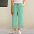 thumbnail image 2 of XEGLSBU Girls High Waist Striped Culottes Casual Summer Pants with Pockets Comfortable Straight Leg Trousers for Kids (Mint Green Size 11-12 Years), 2 of 4