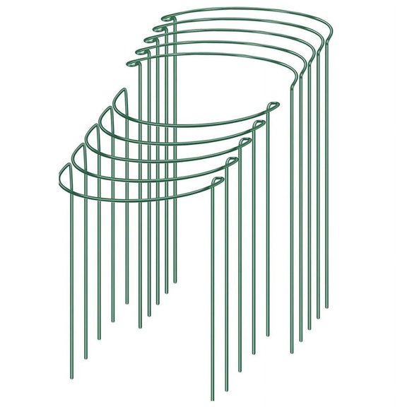 Garden Plant Support Stake, Heavy Duty Interconnecting Semi-Circular Peony Ring Cage, Rack(10pcs)
