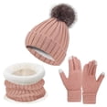 thumbnail image 2 of ZSQDM 3 Pcs Winter Hat Scarf and Gloves Set for Women Warm Knit Fleece Lined Neck Warmer Touchscreen Gloves beanies Wide Brim Hats for Women Scarf ,Hat,& Gloves Nike Cap, 2 of 3