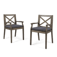 thumbnail image 5 of Tcbosik 2 Pieces Outdoor Dining Chairs with Cushions, Wooden Armchair for Deck, Yard, Porch, Patio, Grey, 5 of 11