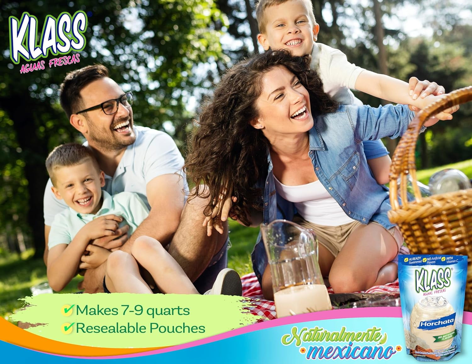 Klass Aguas Frescas Horchata, with Vitamin C, Multiserve, Powdered Drink Mix, 14.1oz