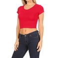 thumbnail image 4 of Women's  2-Pack Short Sleeve Stretch Round Neck Solid Cropped Top, 4 of 4