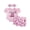 Pink, variant on BemeyourBBs Baby Girl Summer Outfits Letter Boots Cow Print Crew Neck Short Sleeve Romper Shorts and Bow Headband 3 Pcs Set