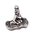 thumbnail image 1 of Sterling Silver 30" 1mm 3D Female Genie Wearing Dress Riding A Magic Carpet Pendant Necklace, 1 of 2