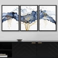 thumbnail image 3 of wall26 Framed Canvas Print Wall Art Set Blue Pastel Paint Stroke Cloud Birds Gold Tree Nature Abstract Illustrations Modern Art Rustic Landscape for Living Room, Bedroom, Office - 24"x36"x3, 3 of 5
