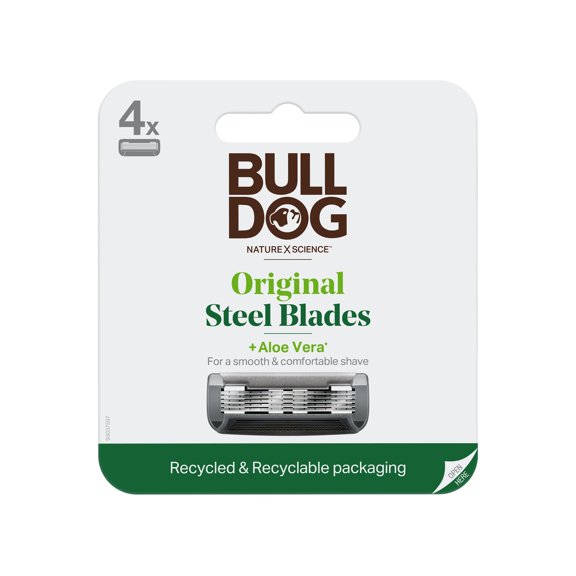Recambios de cuchillas de afeitar Bulldog Original para hombre, 4 unidades