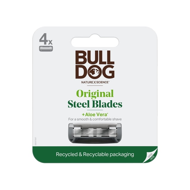 Recambios de cuchillas de afeitar Bulldog Original para hombre, 4 unidades
