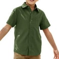 thumbnail image 2 of Short Sleeve Solid Color Boys Casual Button Blouse Kids Children Lapel Cotton Tops with Pocket for 5-14 Years, 2 of 6