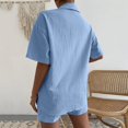 thumbnail image 5 of WAYUTE Womens 2 Piece Outfits V Neck Solid Color Shorts and Shirt Top Shirt Slim Suits Travel Vacation Fashion Casual Summer Outfit, 5 of 7