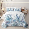 thumbnail image 2 of Erosebridal Watercolor Seagrass Coral Twin Quilt Set,Seashell Starfish Underwater Twin Coverlet Set For Boys,2pcs, 2 of 7