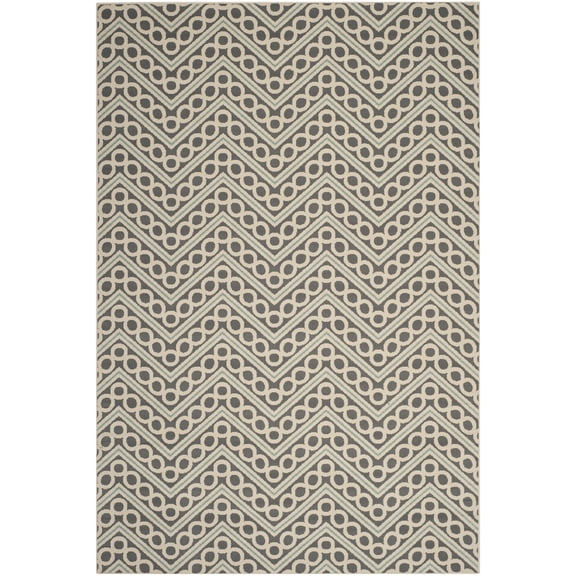 Safavieh Hampton Yvonne Chevron Indoor/Outdoor Area Rug, Dark Gray/Ivory, 6'7" x 9'6"