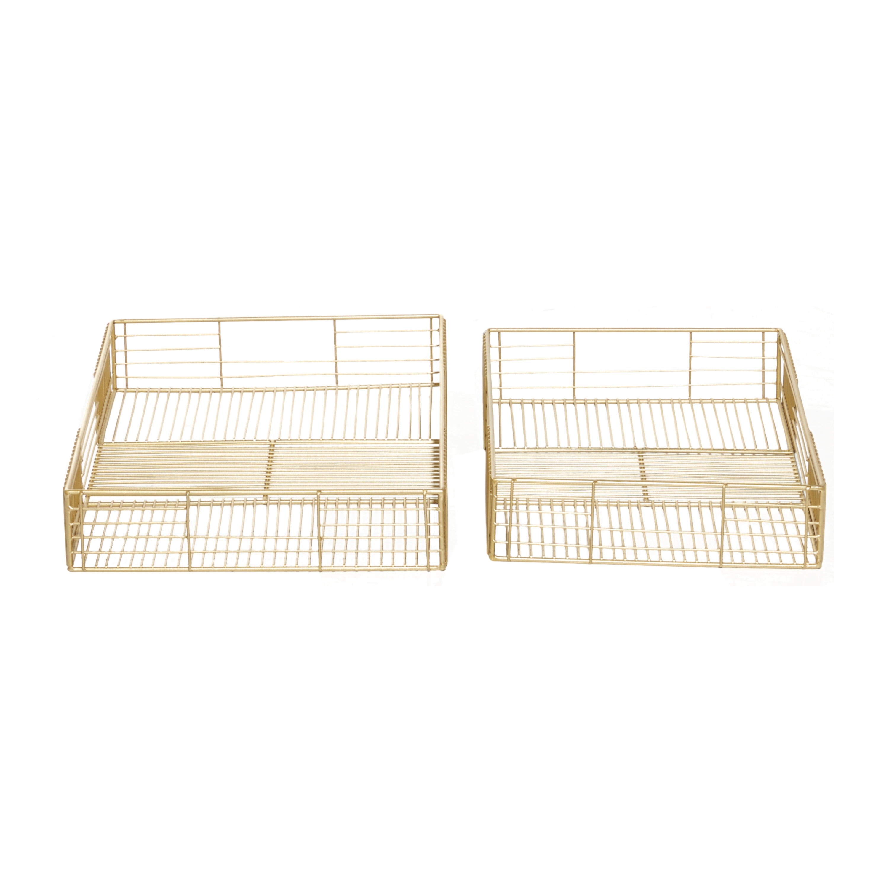 CosmoLiving by Cosmopolitan 17", 19"W Gold Metal Wire Tray, 2-Pieces