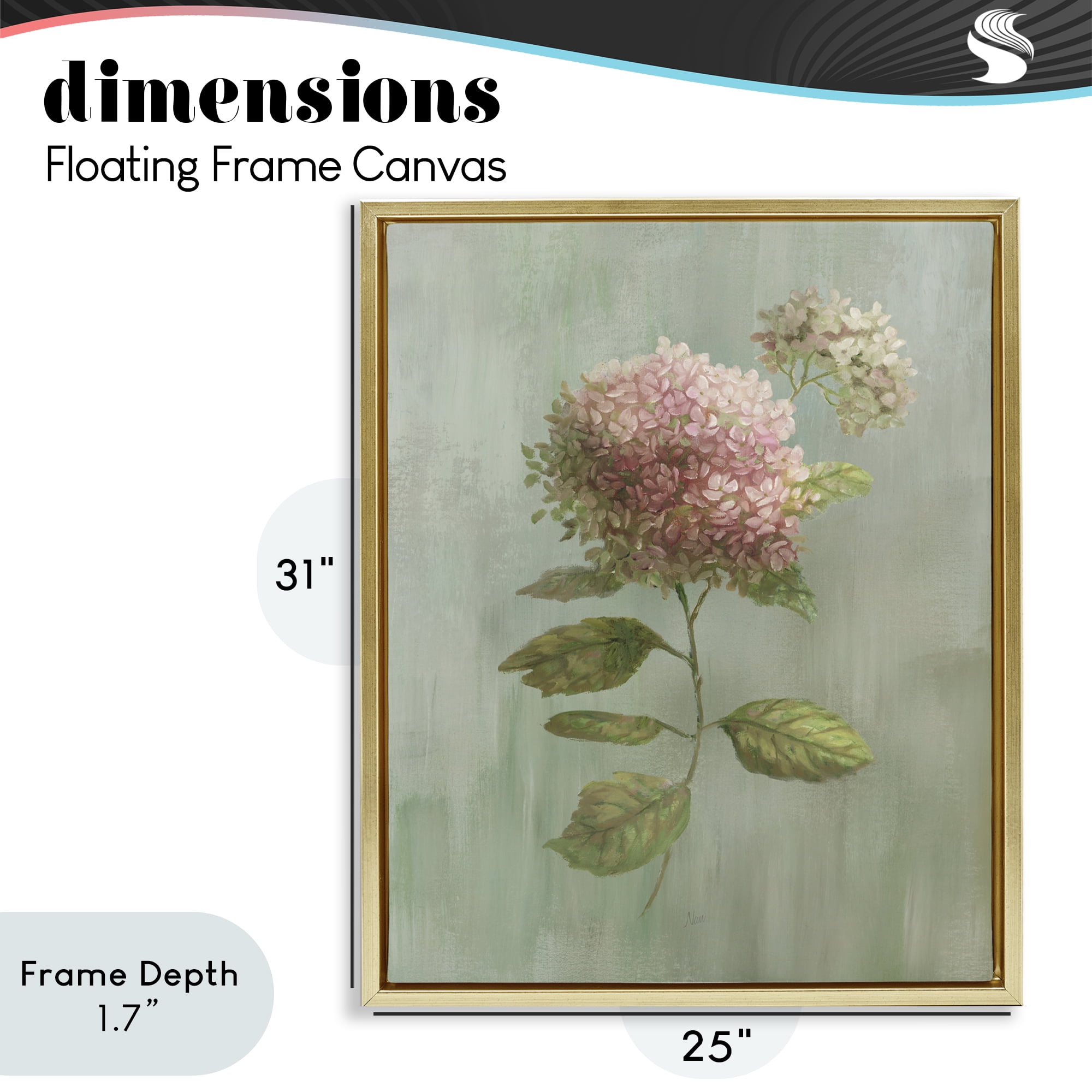 Stupell Industries Vintage Hydrangea Bushel Gold Framed Floater Canvas Wall Art, design by Nan