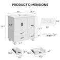thumbnail image 6 of LIKIMIO 30" Bathroom Vanity with Ceramic Sink Combo, White Bathroom Storage Cabinet with Hair Tool Pull-out Drawer, 4 Solid Legs, 4 Drawers, Freestanding Wooden Modern Bathroom Cabinet, 6 of 13