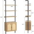 thumbnail image 5 of Vabches 5-Shelf Ladder Bookshelf with Rattan Cabinet, Wall Mounted Bookcases with Open Space Shelf, Natural, 5 of 7