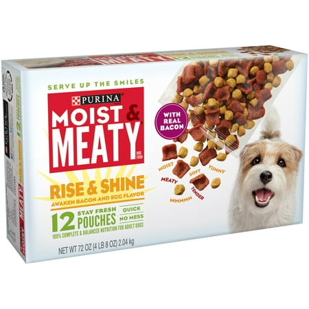 Moist & Meaty Rise & Shine Awaken Bacon & Egg Flavor Wet Dog Food 12 ct Box, 72