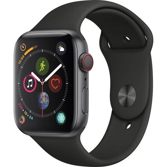 Restored Watch Series 4 44mm Space Gray Aluminum Case Black Sport Band GPS Cellular MTUW2LL/A (Refurbished)