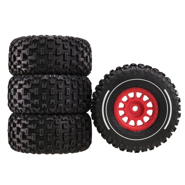 4 Piezas de Neumáticos de Goma de 65 mm y 12 mm para 1/14 14301 14302 14303 RC Car Upgrade Parts Accesorios Rojo