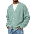 thumbnail image 5 of LODIENY Men Waffle V Neck Button Down Baggy Cardigan Long Sleeve Open Front Lightweight Casual Simple Knit Cardigans Green M, 5 of 6
