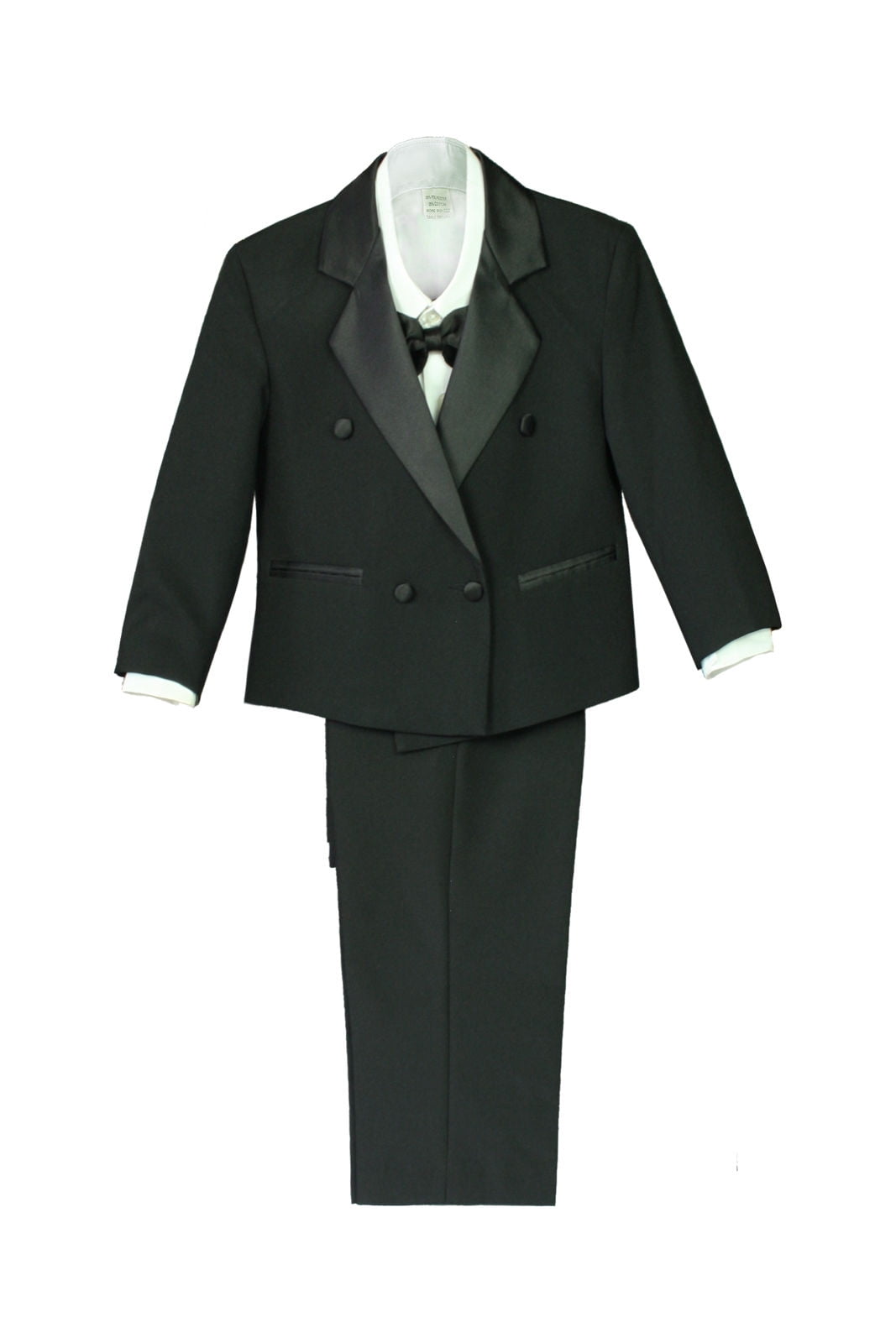 Four Button Double Breasted Boy'S Tuxedo Black