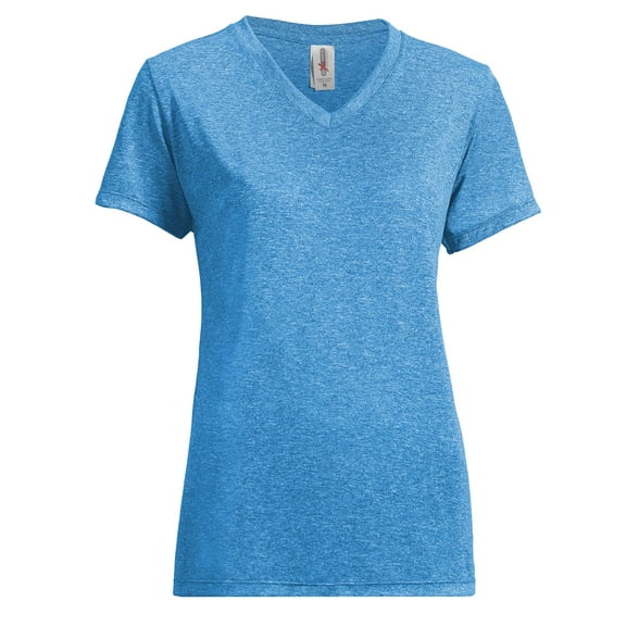 Expert Brand Women's Heather Natural Feel V-Neck T-Shirt, Heather Royal Blue, Medium
