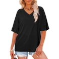 thumbnail image 3 of Hauts d'Été pour Femmes à Manches Courtes, T-Shirts Basiques Tendance pour Femmes, Hauts Décontractés, 3 of 4