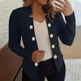 thumbnail image 2 of TFEOQRY Women's Fashion Cardigan Jacket Solid Color Casual Button Long Sleeved Coat Tops Navy, 2 of 5