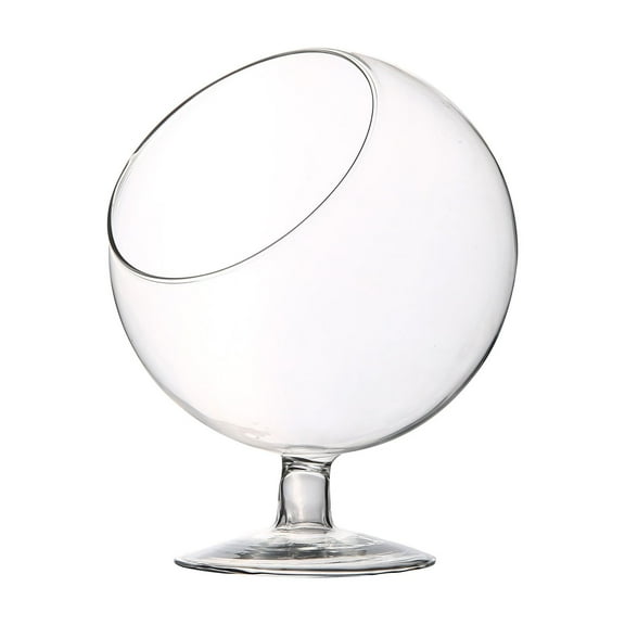 WGV Clear Slant Bowl Terrarium on Stem - 6" Wide x 7" Height, Good quality, Heavy Weighted Base - 1 Pc