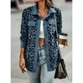 thumbnail image 2 of Leopard Print Shacket Jacket, Casual Button Front Turn Down Collar Long Sleeve Outerwear, Women's Clothing, 2 of 5