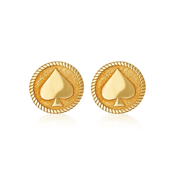 14k Yellow Gold Ace of Spades Cards Cufflinks