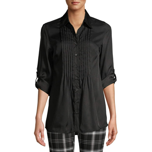 White Stag Womens Pleated Woven Blouse - Walmart.com