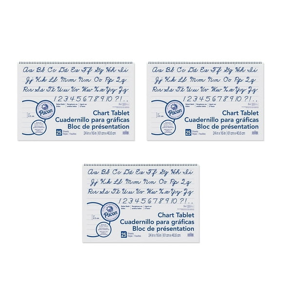 Pacon Chart Tablet Easel Pad White 25 Sheets  3 Tablets (PAC74620-3)