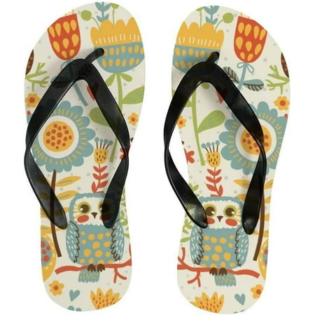 

Dreamtimes Flip Flops Slippers Cute Floral Flowers Owls Birds Animals for Women Girl Men Sandals Beach Summer Shower Slippers